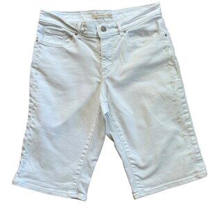 Levi’s Bermuda Shorts size 27 Embroidered White Denim Zip Fly Long Inseam